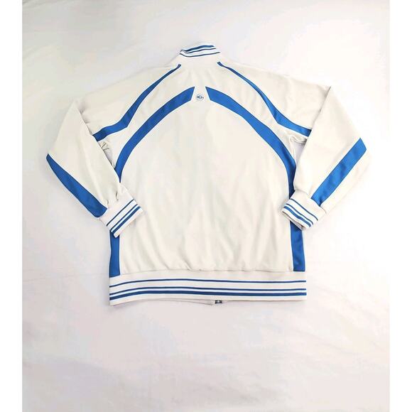 Nike Sz M Mens Weight Full Zip Whit Jacket With Blue Stripe Ca15 - Picture 8 of 9